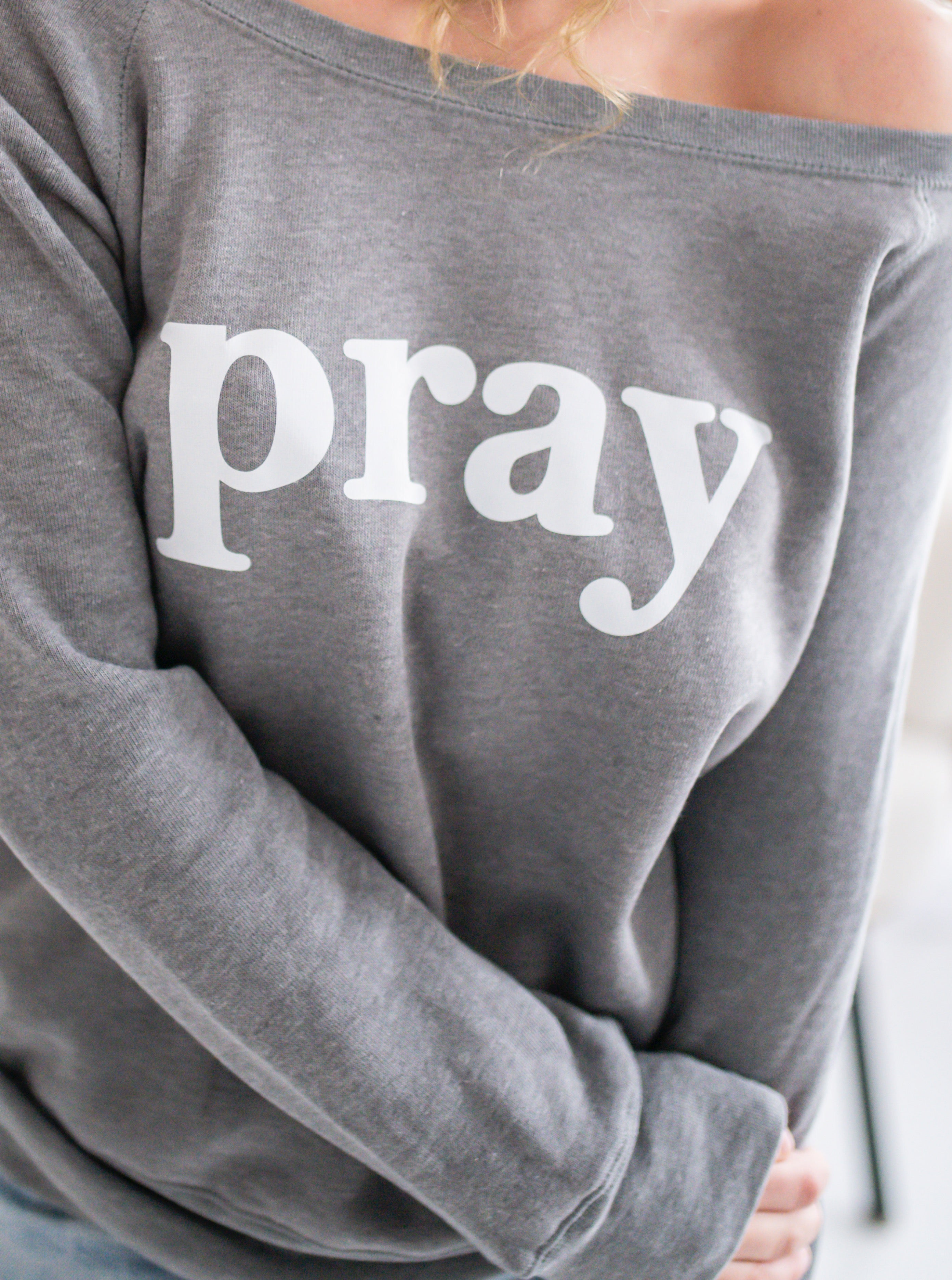 Pray Off the Shoulder Sweater