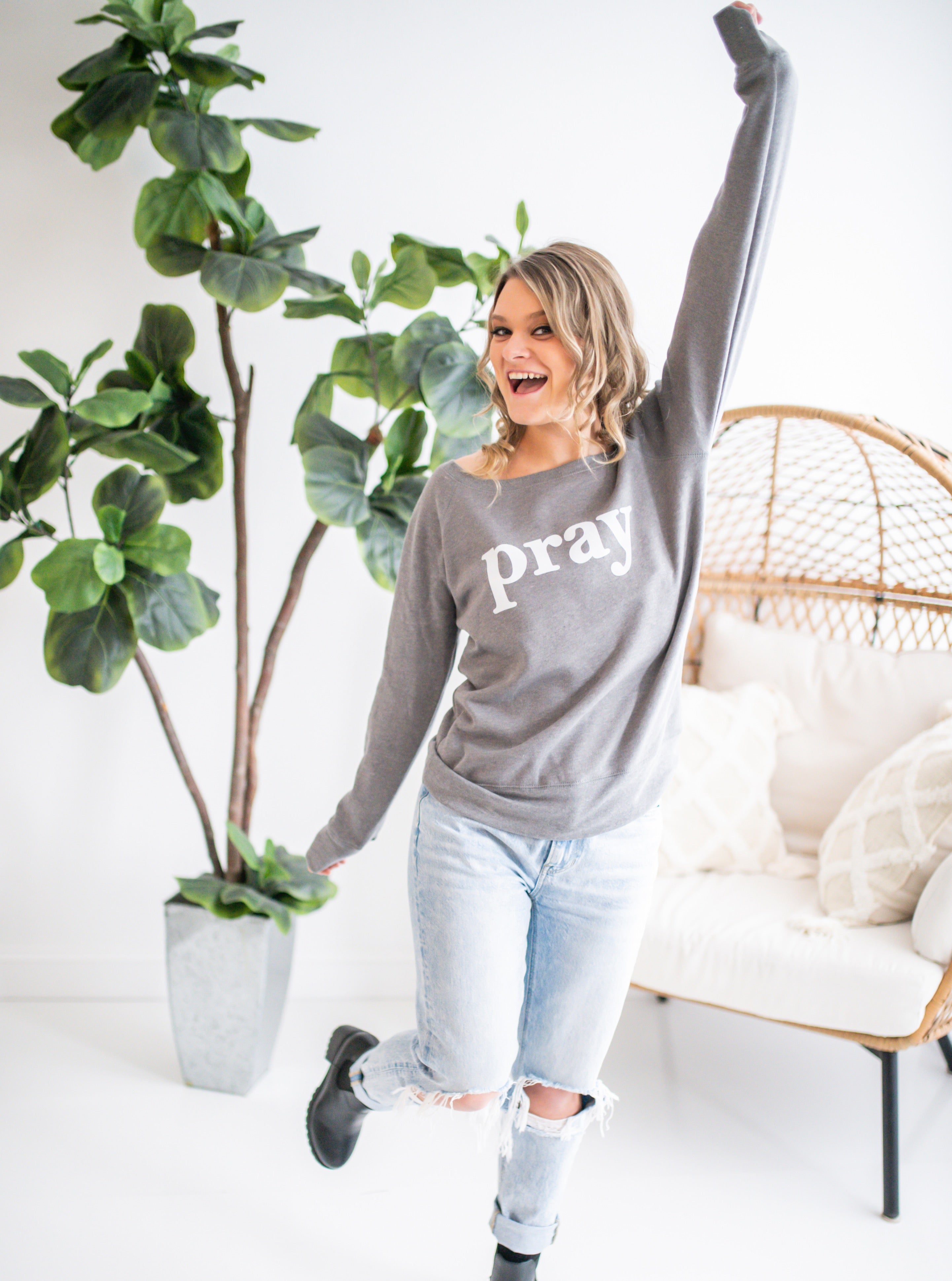 Pray Off the Shoulder Sweater